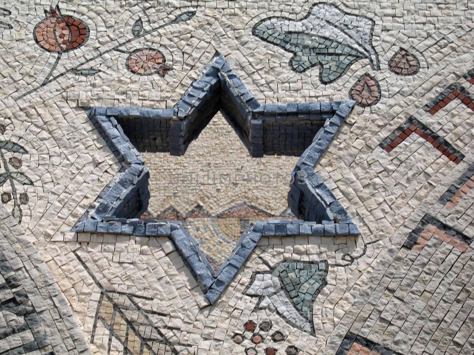 Star of David in mosaic - symbol of Judaism