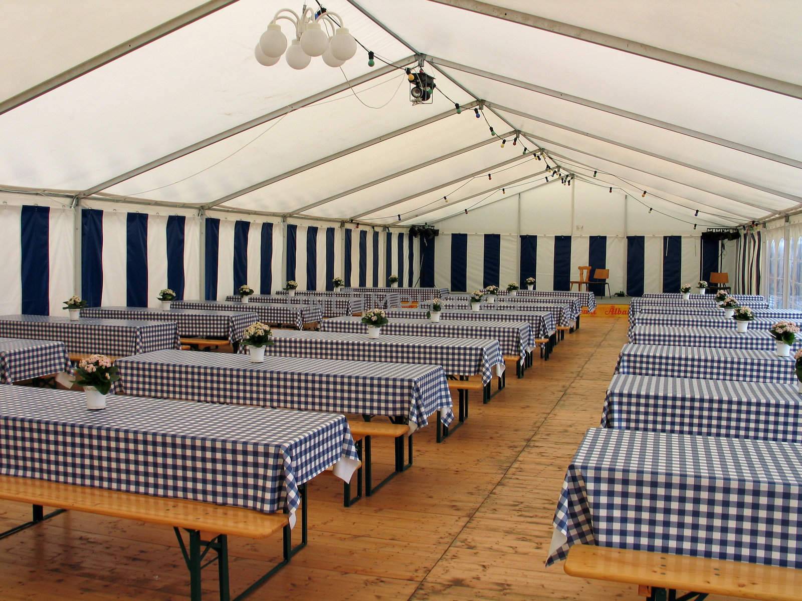 Inside view of a party events wedding celebration banquet tent