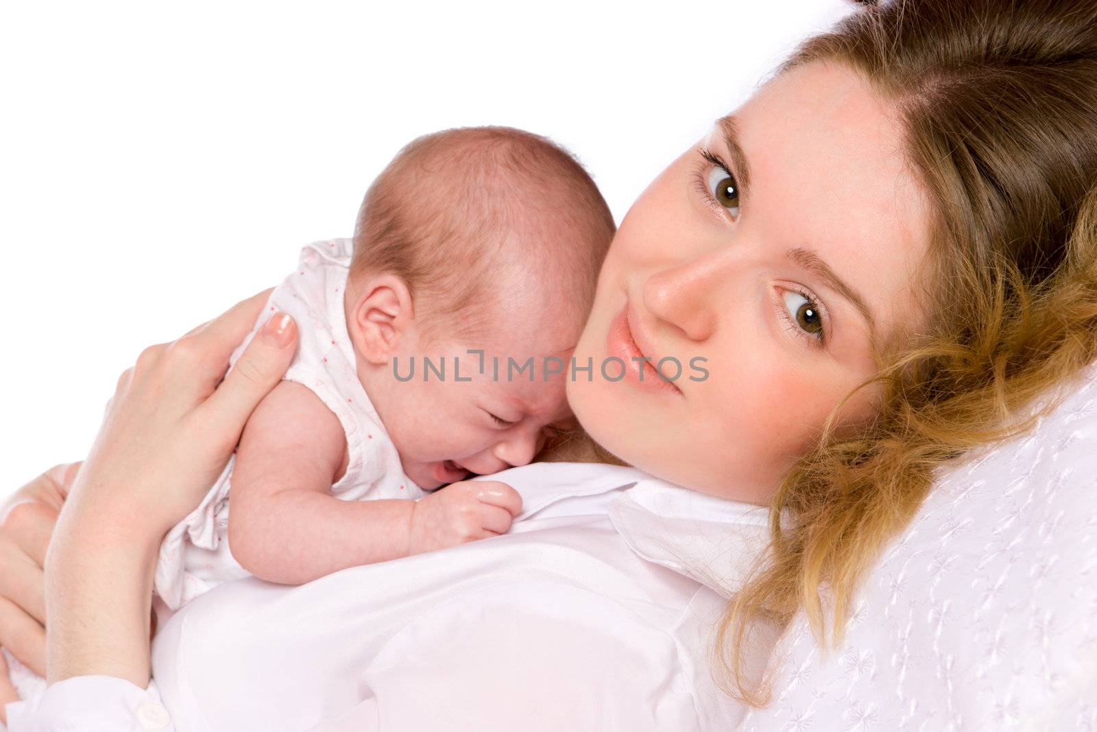 mother holding crying  baby by olga_sweet