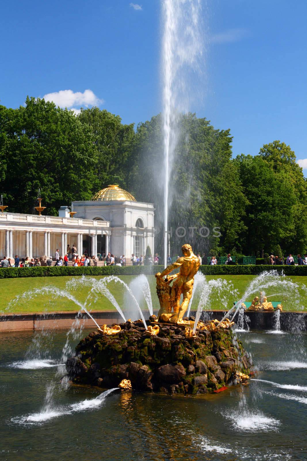 Samson fountain in petergof park Saint Petersburg Russia