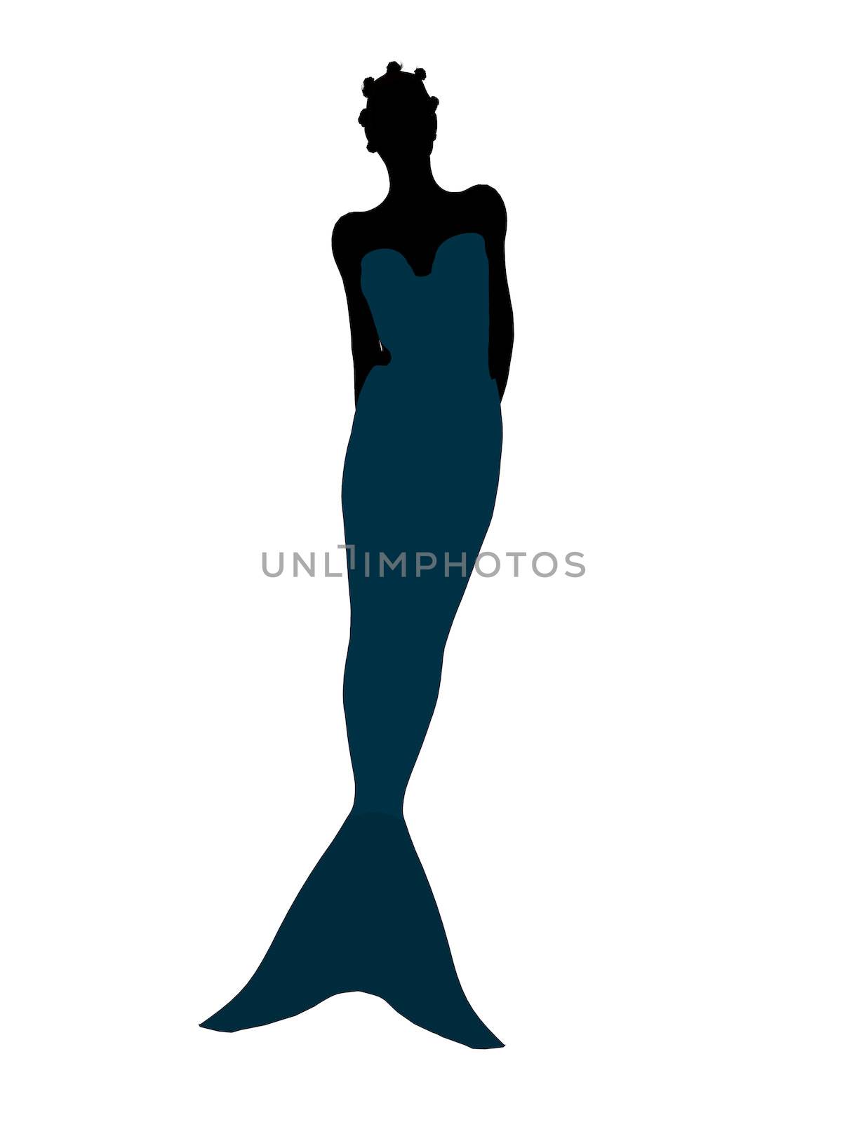 Little mermaid illustration silhouette on a white background