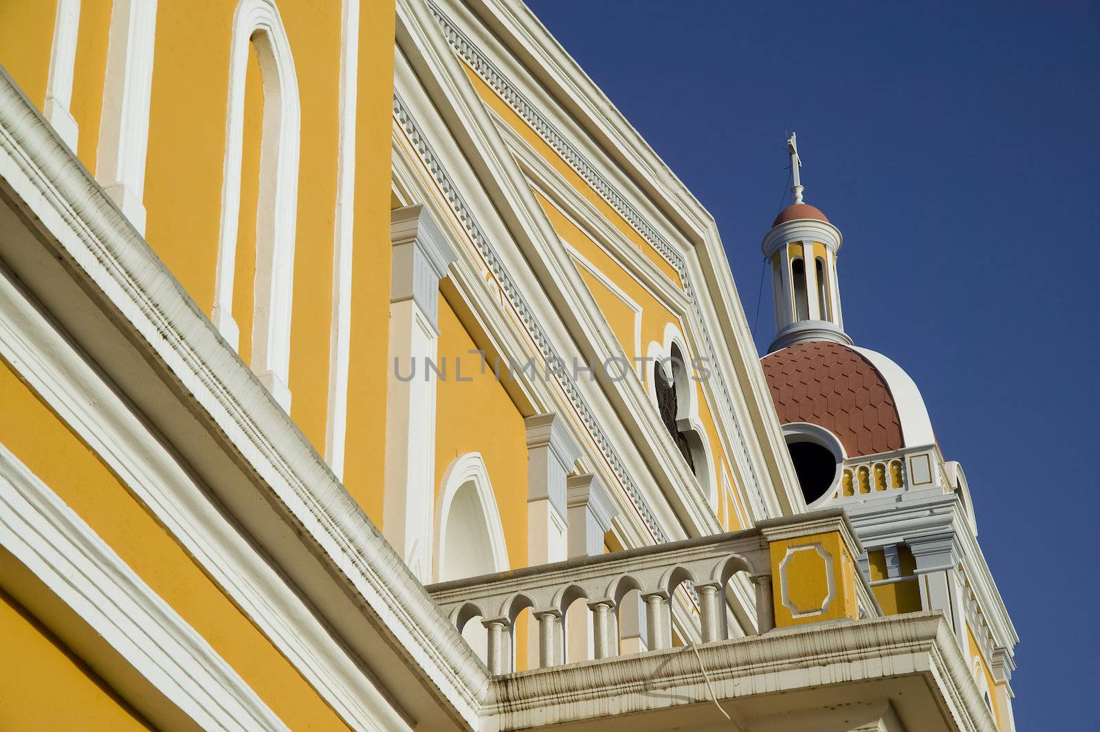 Architectural detail from the yellow cathedral in central Granada Nicaragua