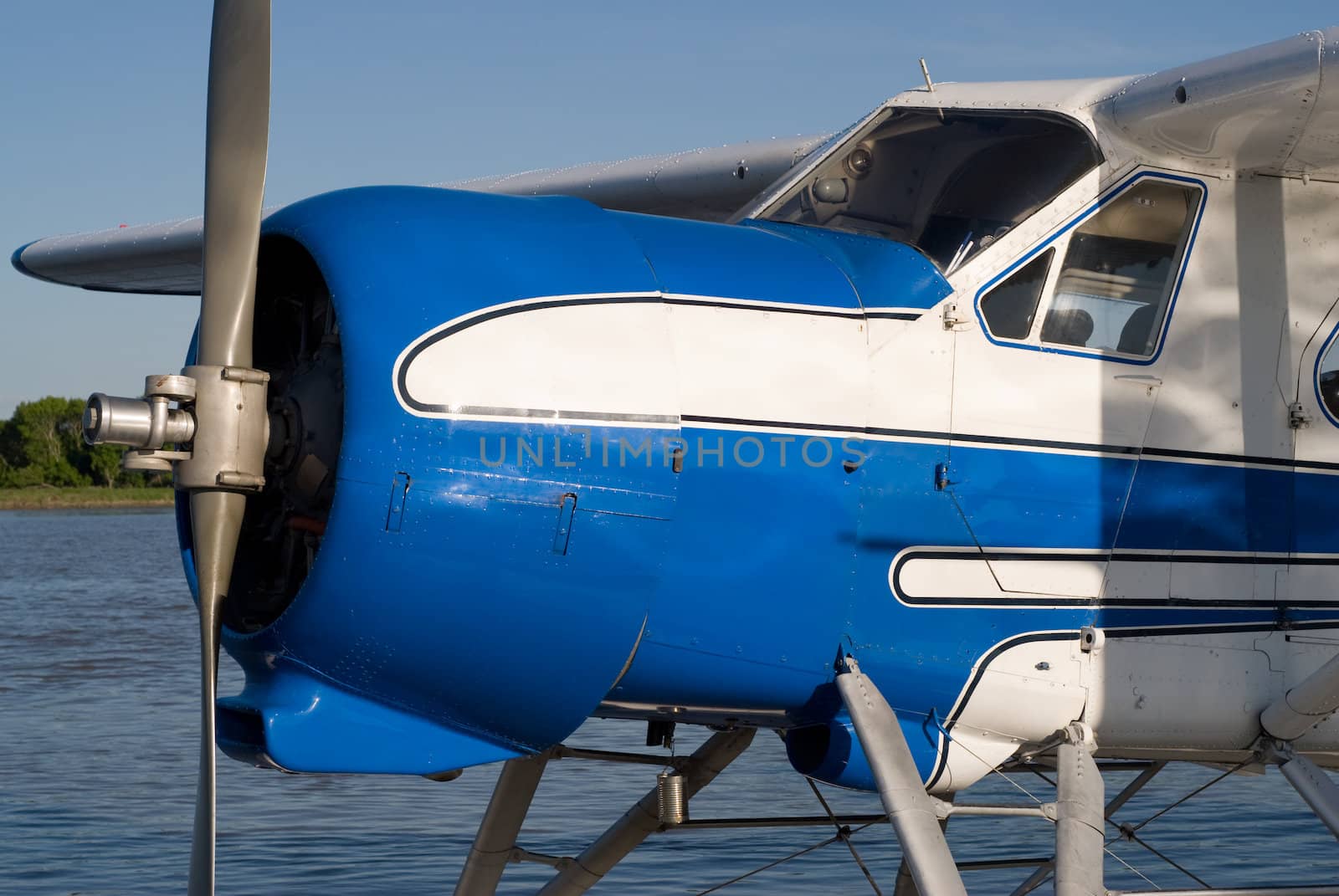 Close-up view of the front of a small plane