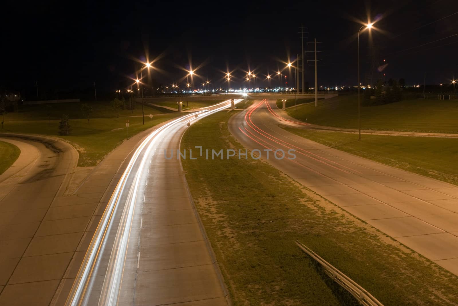Traffic on a highway shot on a dark night