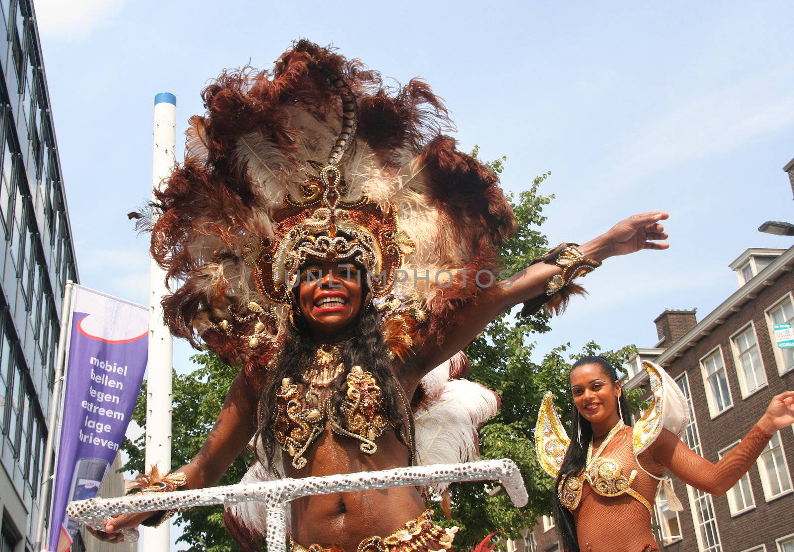 ROTTERDAM - SUMMER CARNIVAL, JULY 26, 2008. Carnival Queen in the parade at the Caribbean Carnaval in Rotterdam.