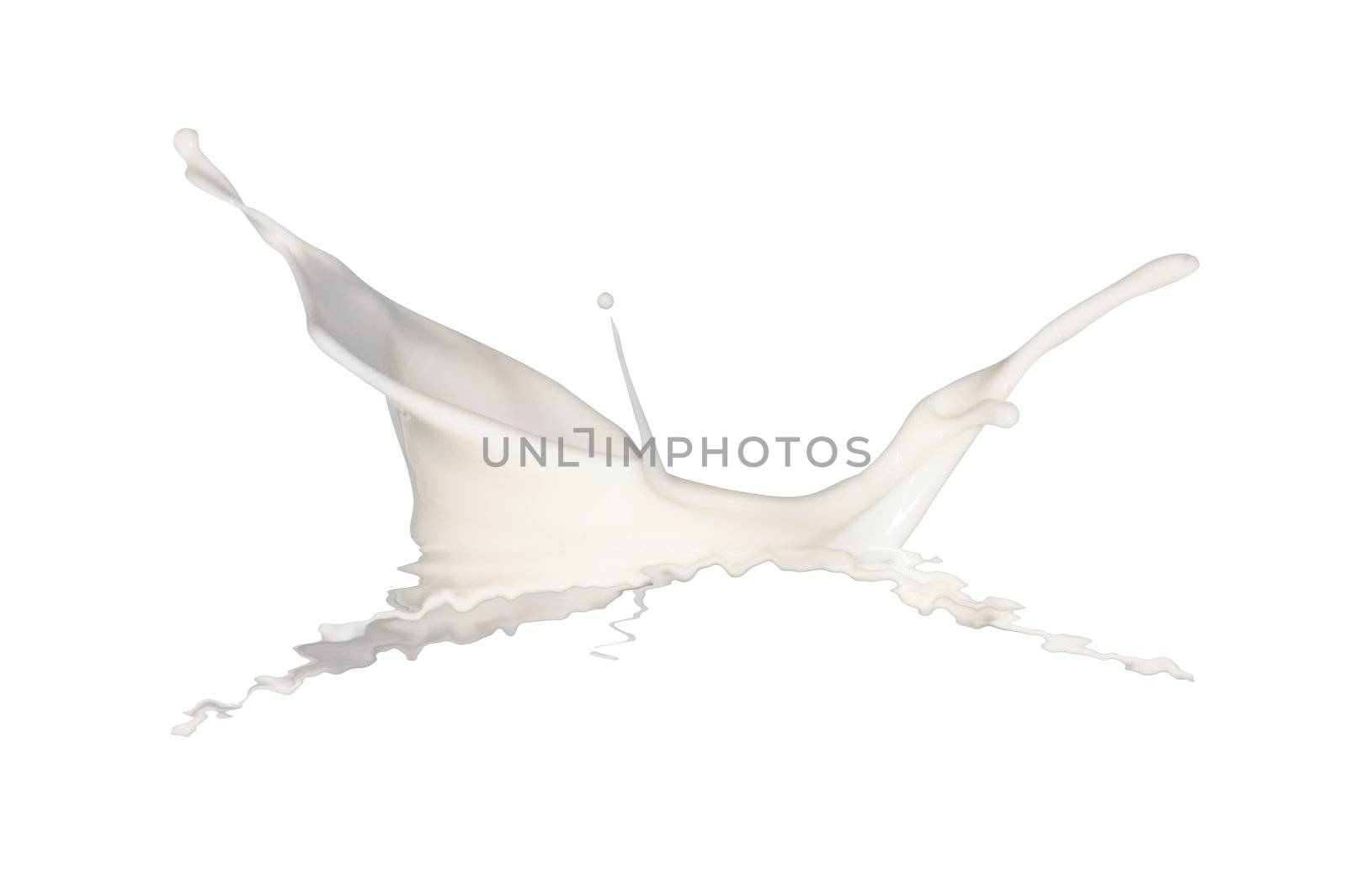 Closeup of splashing milk isolated on white background with clipping path