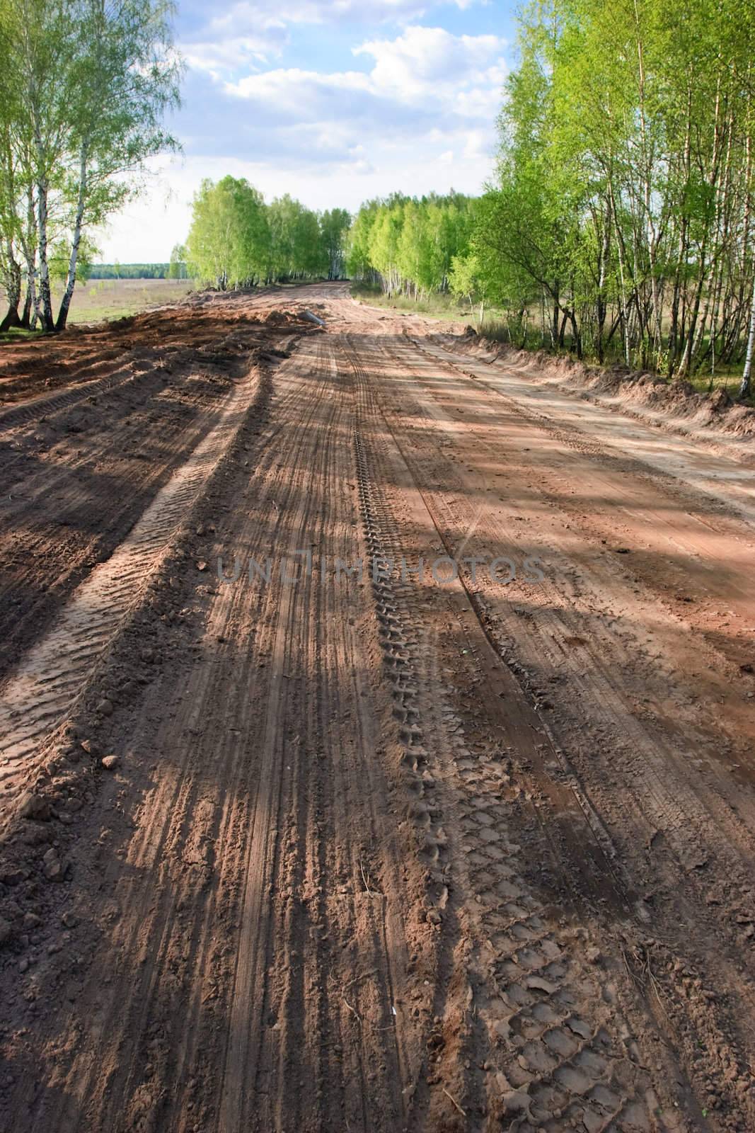 Dirt road with grader tracks