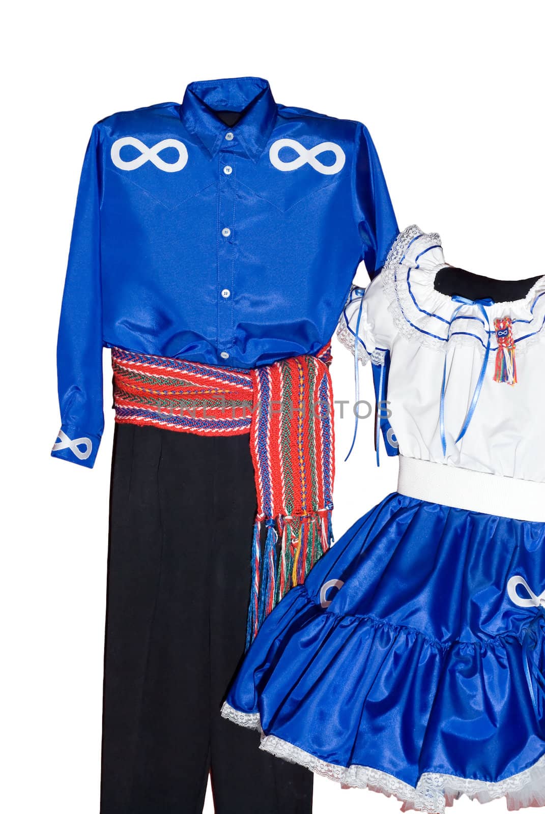 Male and female metis clothing, isolated on a white background