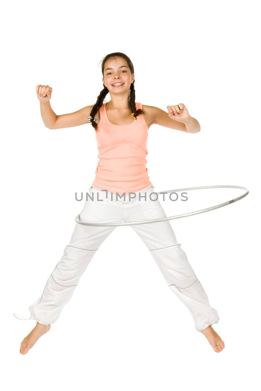 teenager girl with hula hoop by Gravicapa