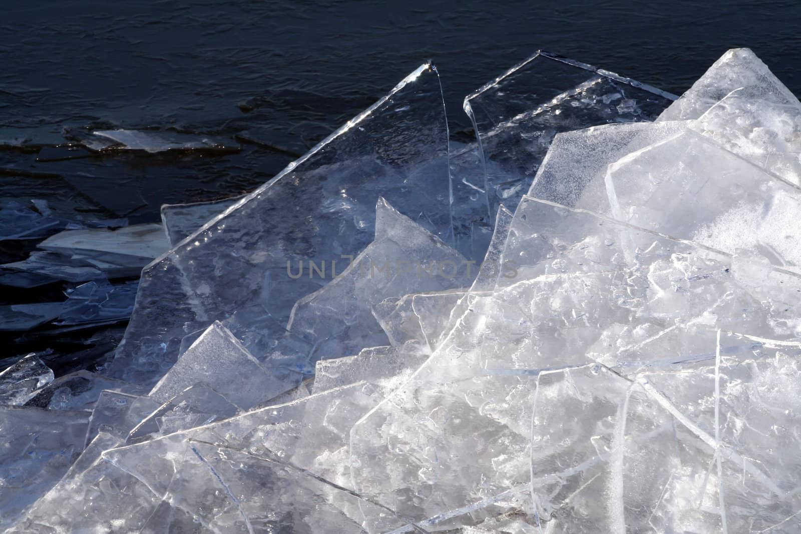 Sheets of ice piled on top of each other.