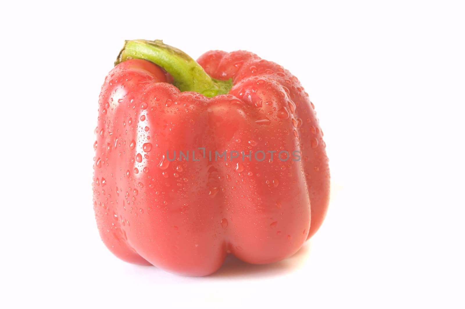 fresh red organic pepper, isolated on white, copy space