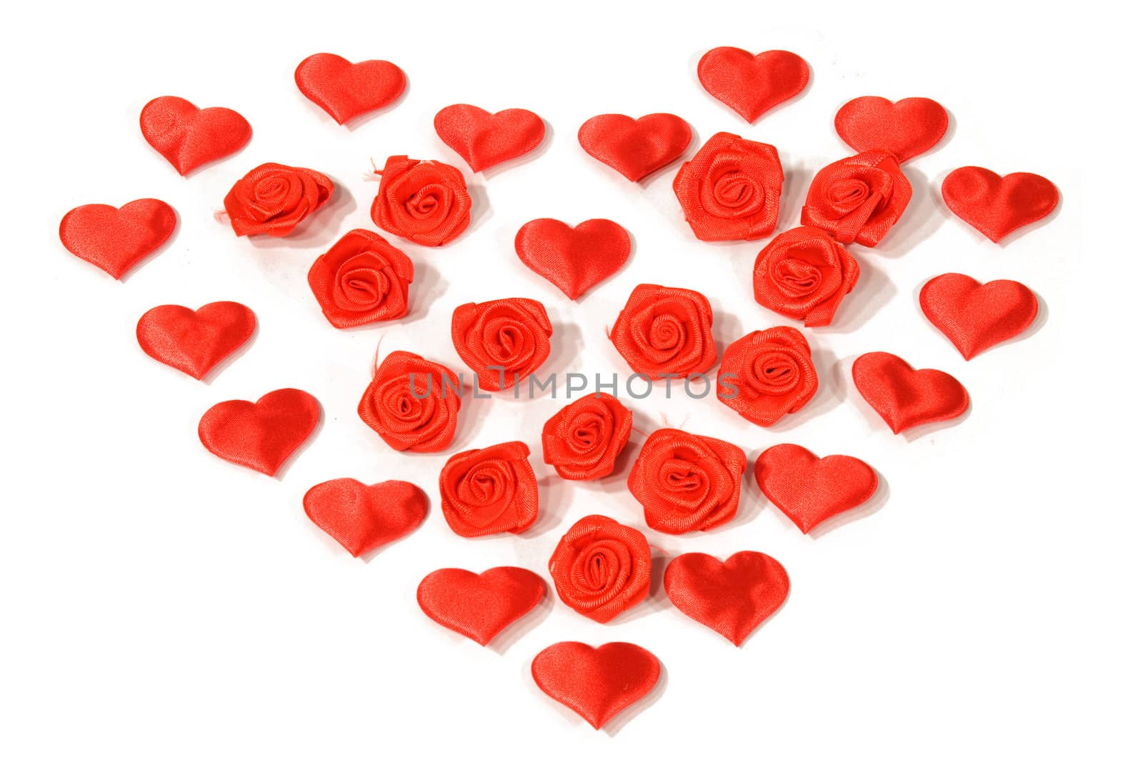 A giant hearts made of small hearts and roses