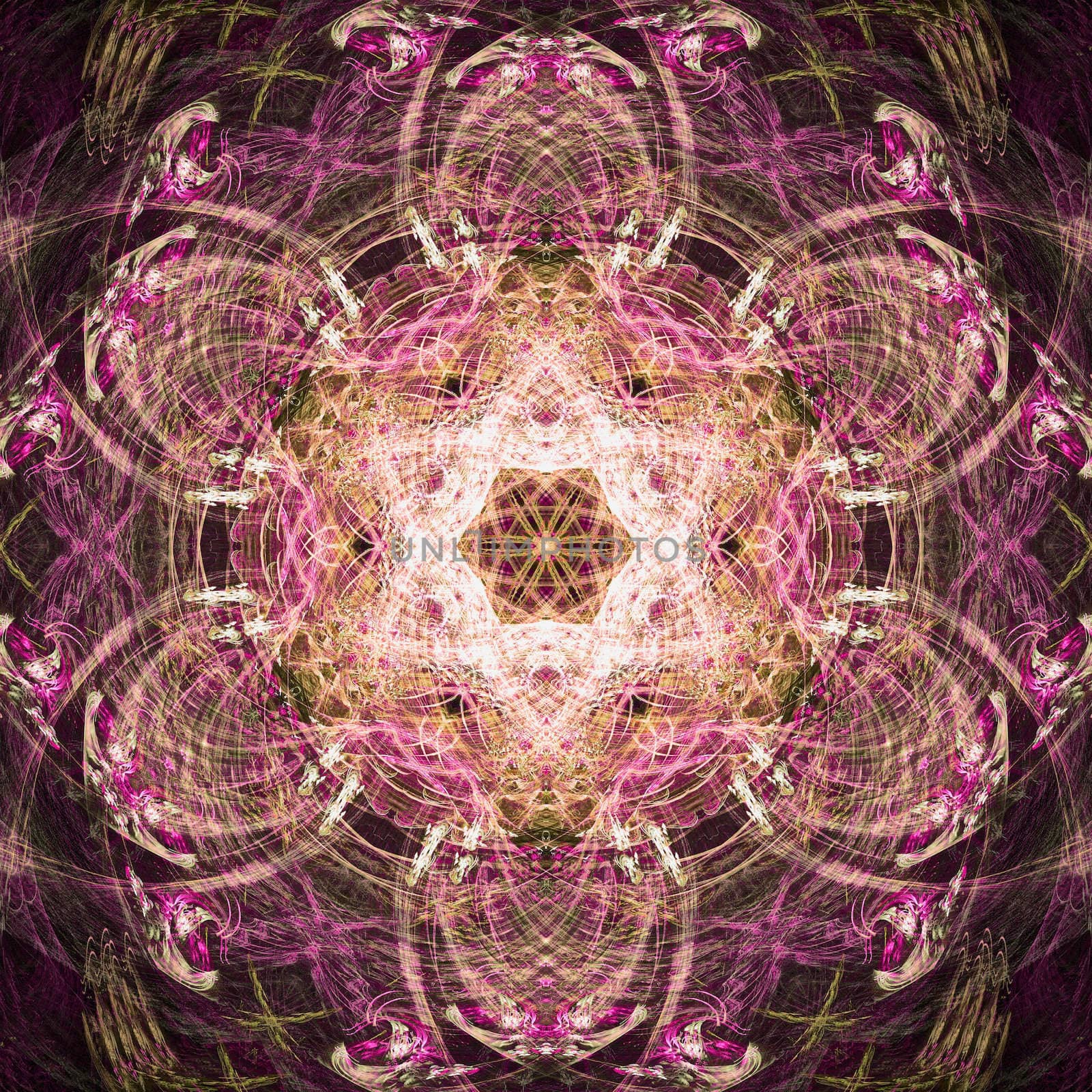 Abstract fractal surrealistic symmetric square pink background