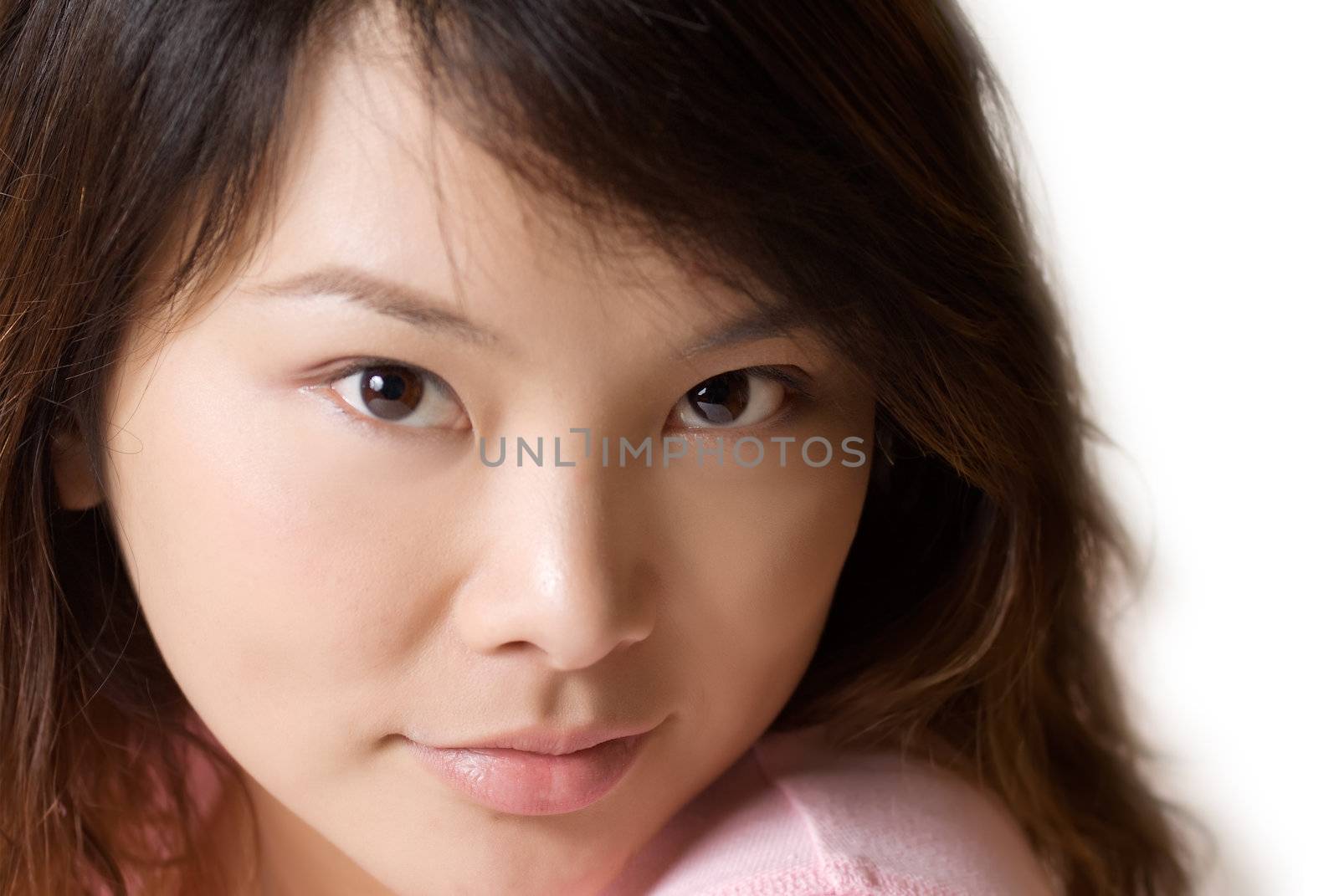 Woman gaze of Asian, attractive face and mysterious expression.
