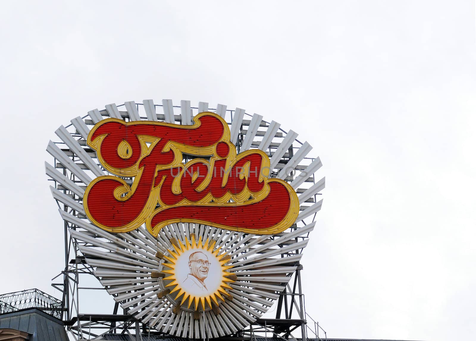 Famous board advertising for Freia chocolate