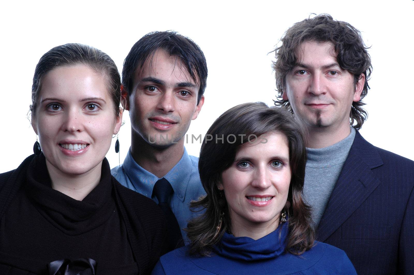 young business team, isolated on white background