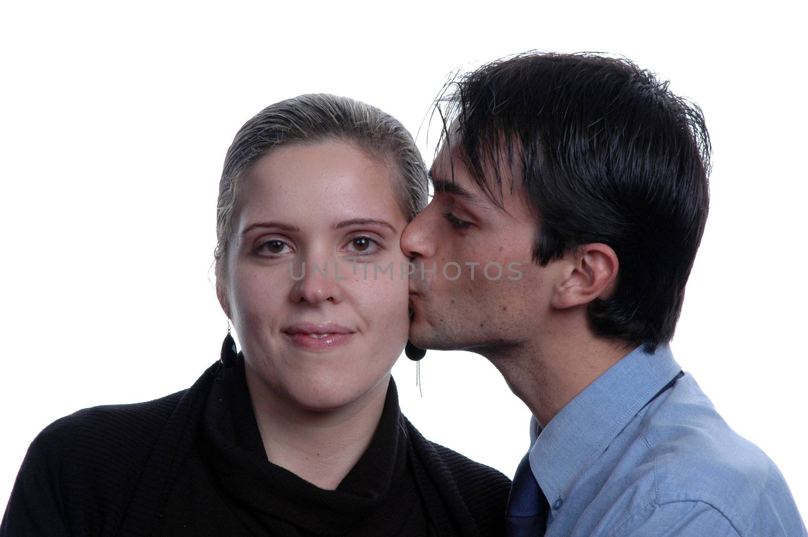 young loving couple isolated on white background