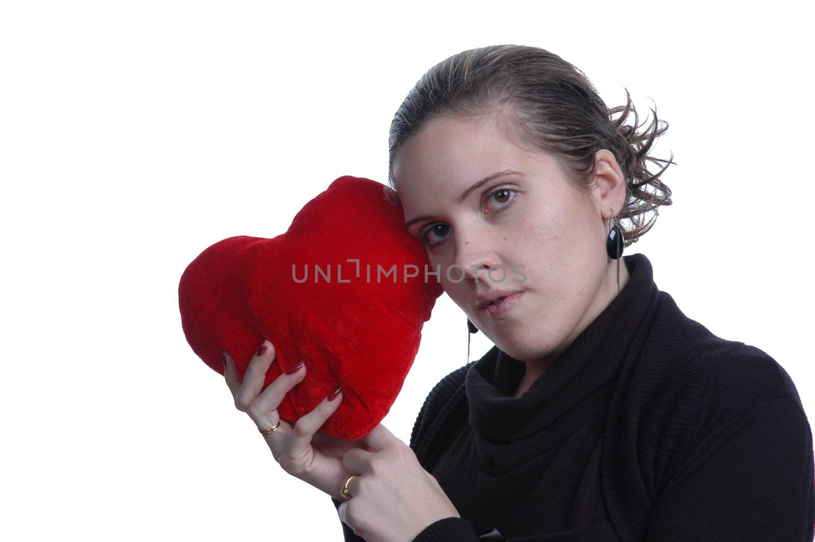 pretty young woman holding a Valentines heart