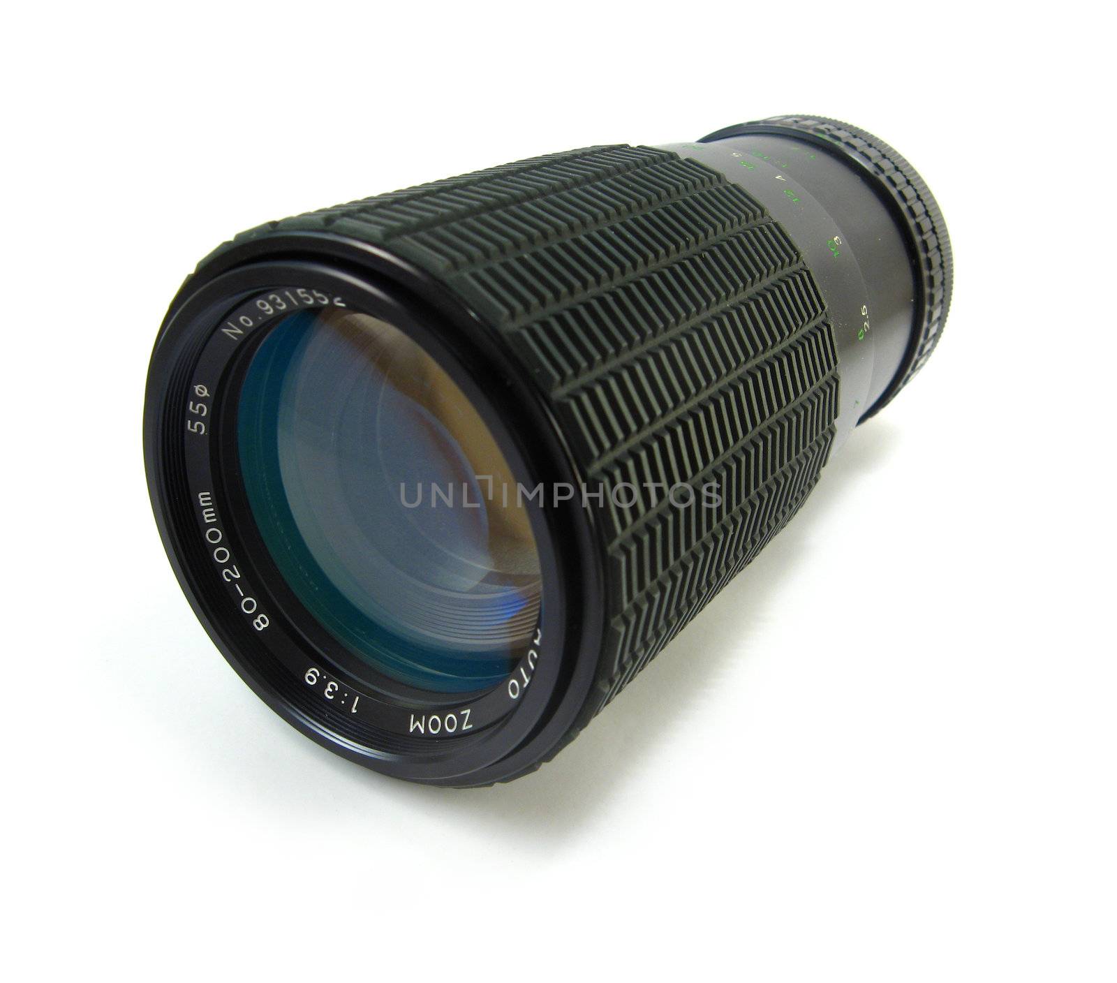 image of a zoom lense on a white background