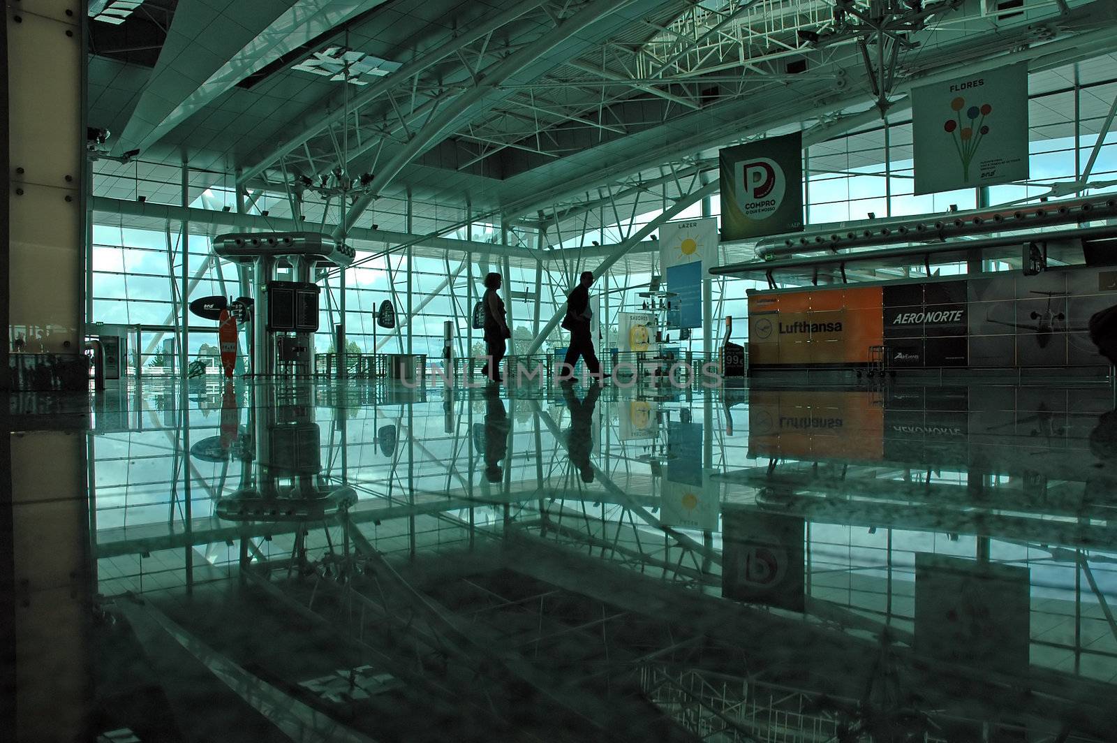 passenger silhouette at sa carneiro airport, portugal