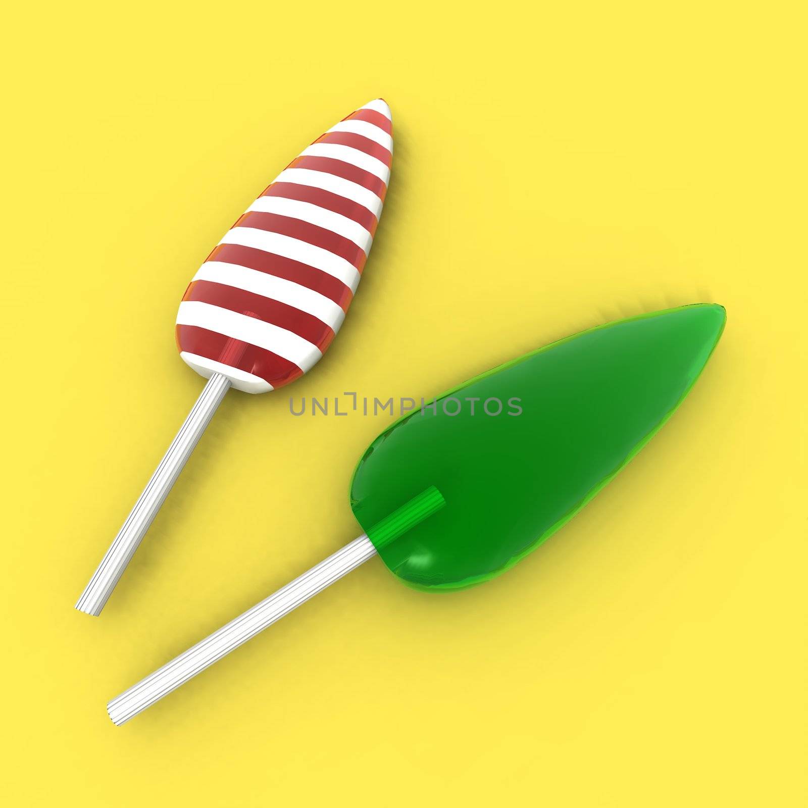 a 3d render of some colored lollipops