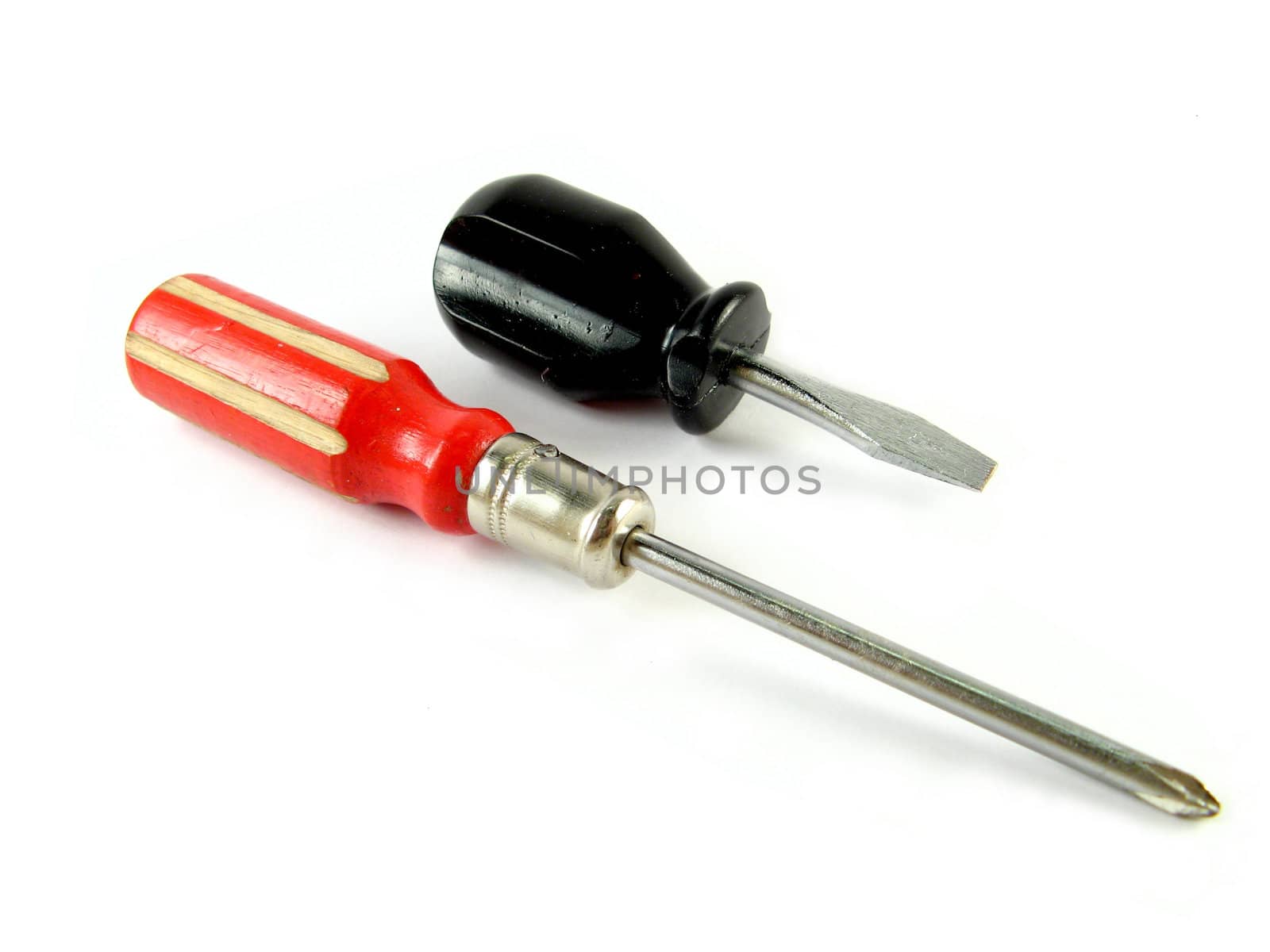 a photo of two screwdrivers over a white background