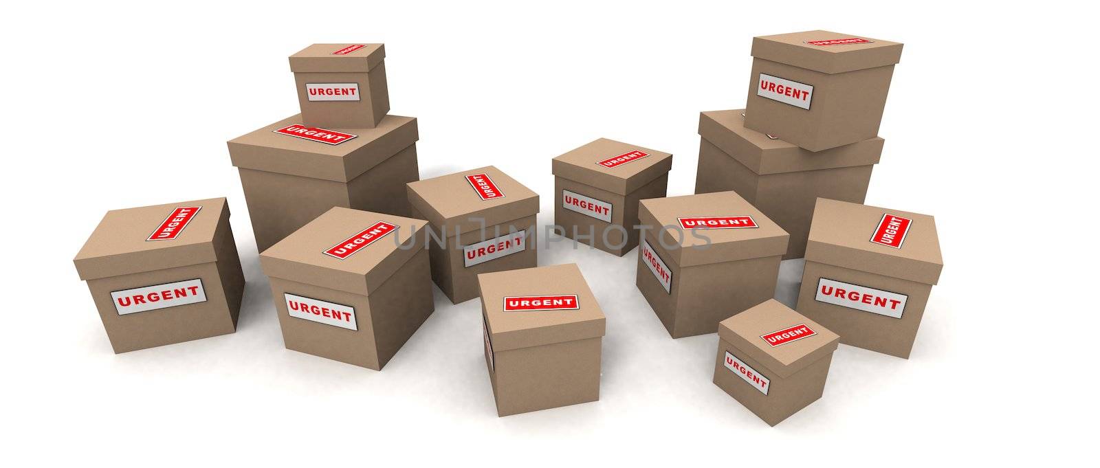 a 3d render of some urgent packages 