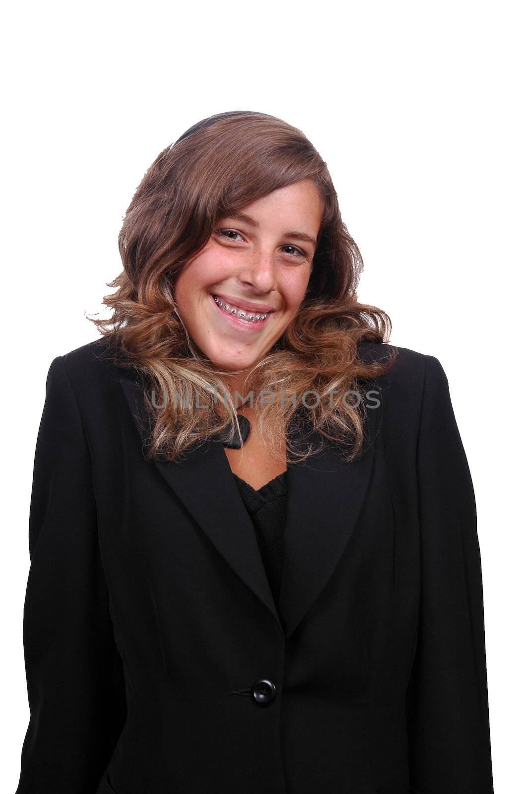 business woman portrait - isolated over a white background