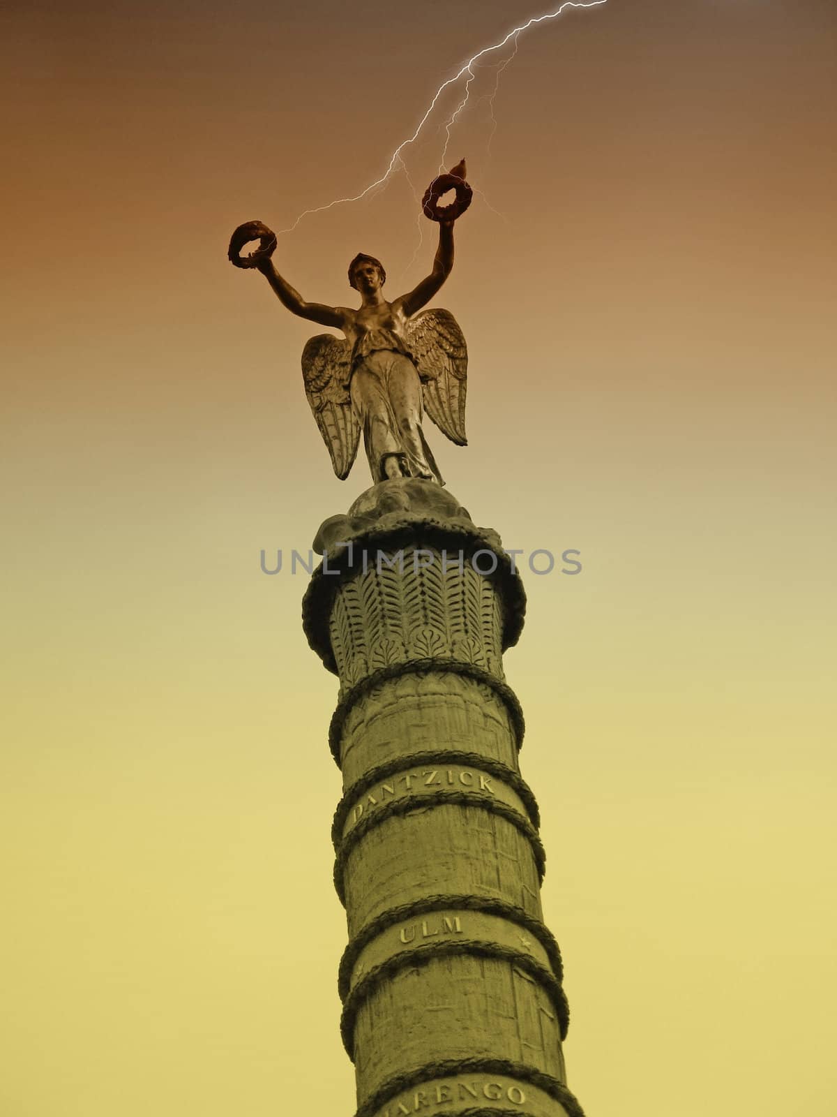 the Victory column at place du chatelet in Paris