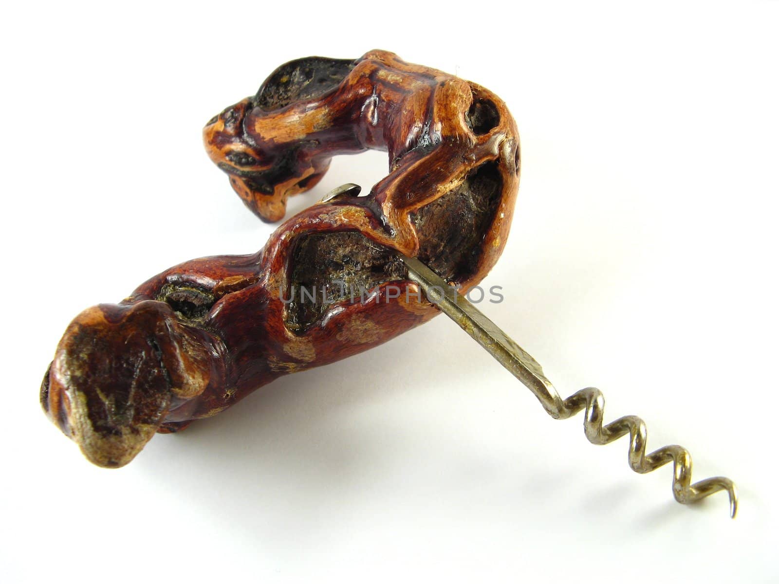 image of a corkscrew over a white background