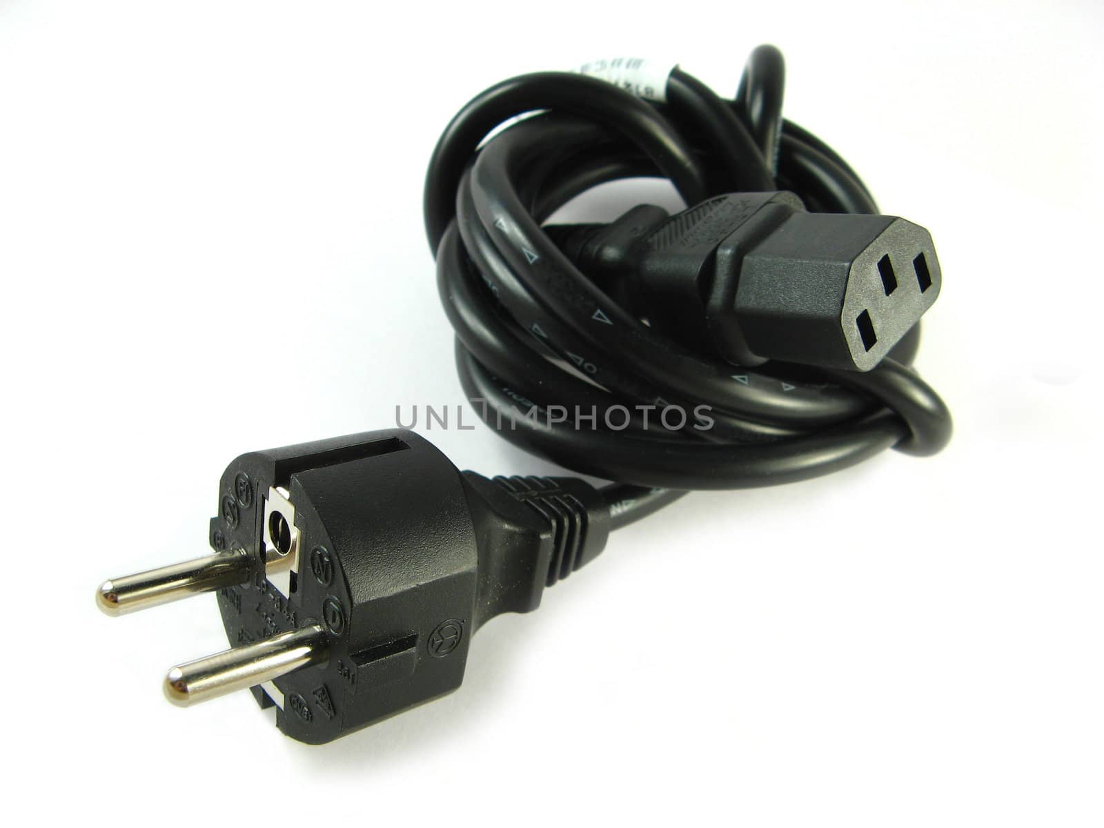 close-up of power plug over a white background