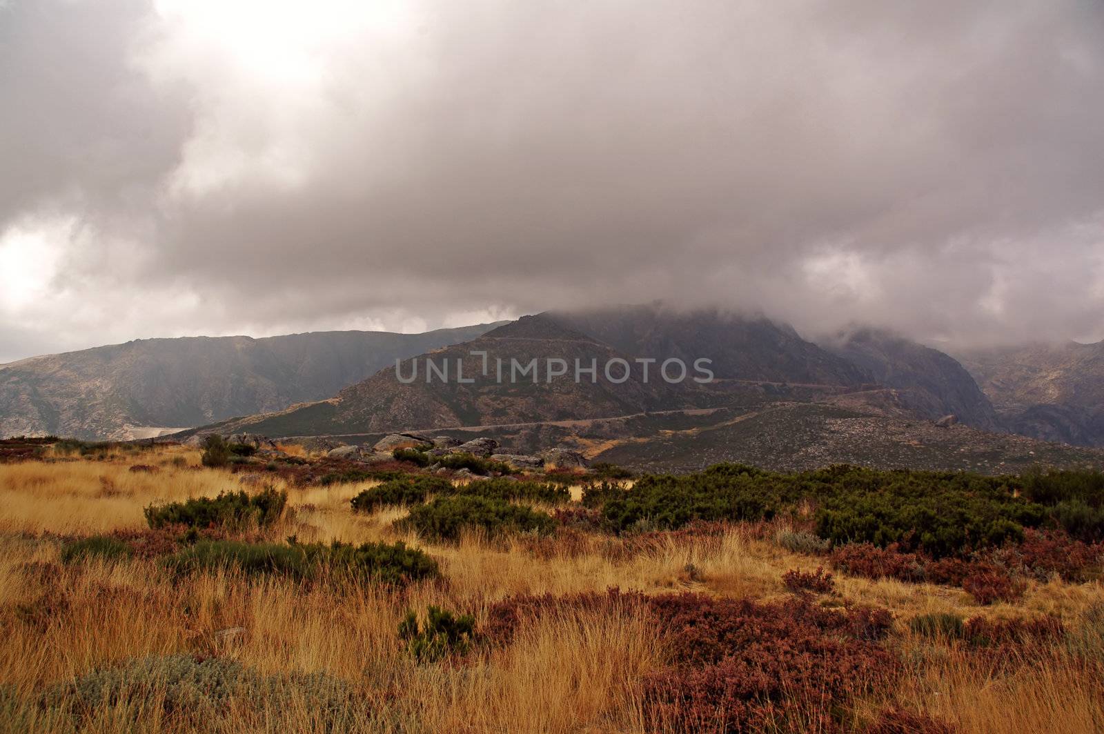winter landcape with mountain and clouds by raalves