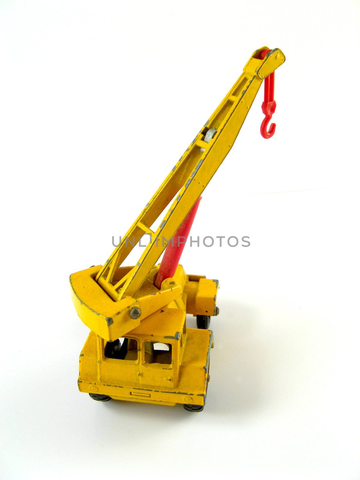 Mobile crane truck on a white background
