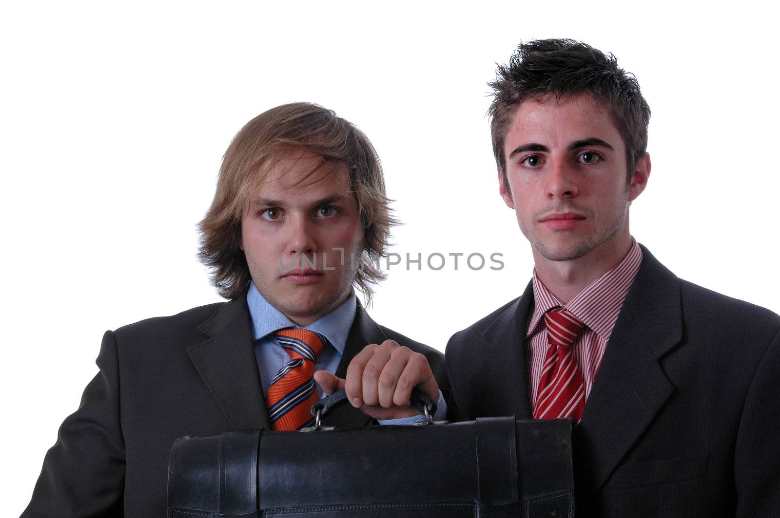 two business men with an folder by raalves