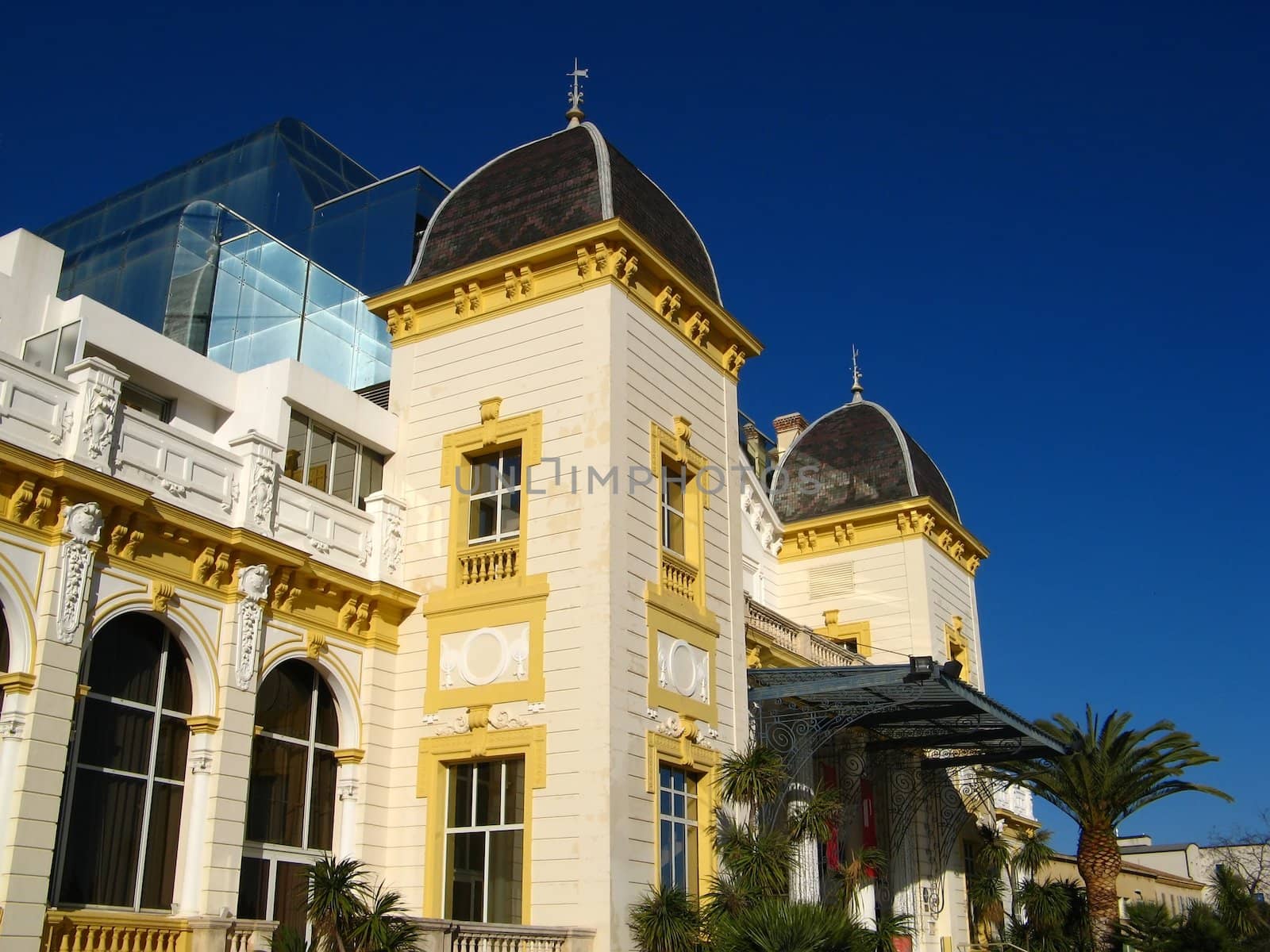View of an ancient casino building on french riviera