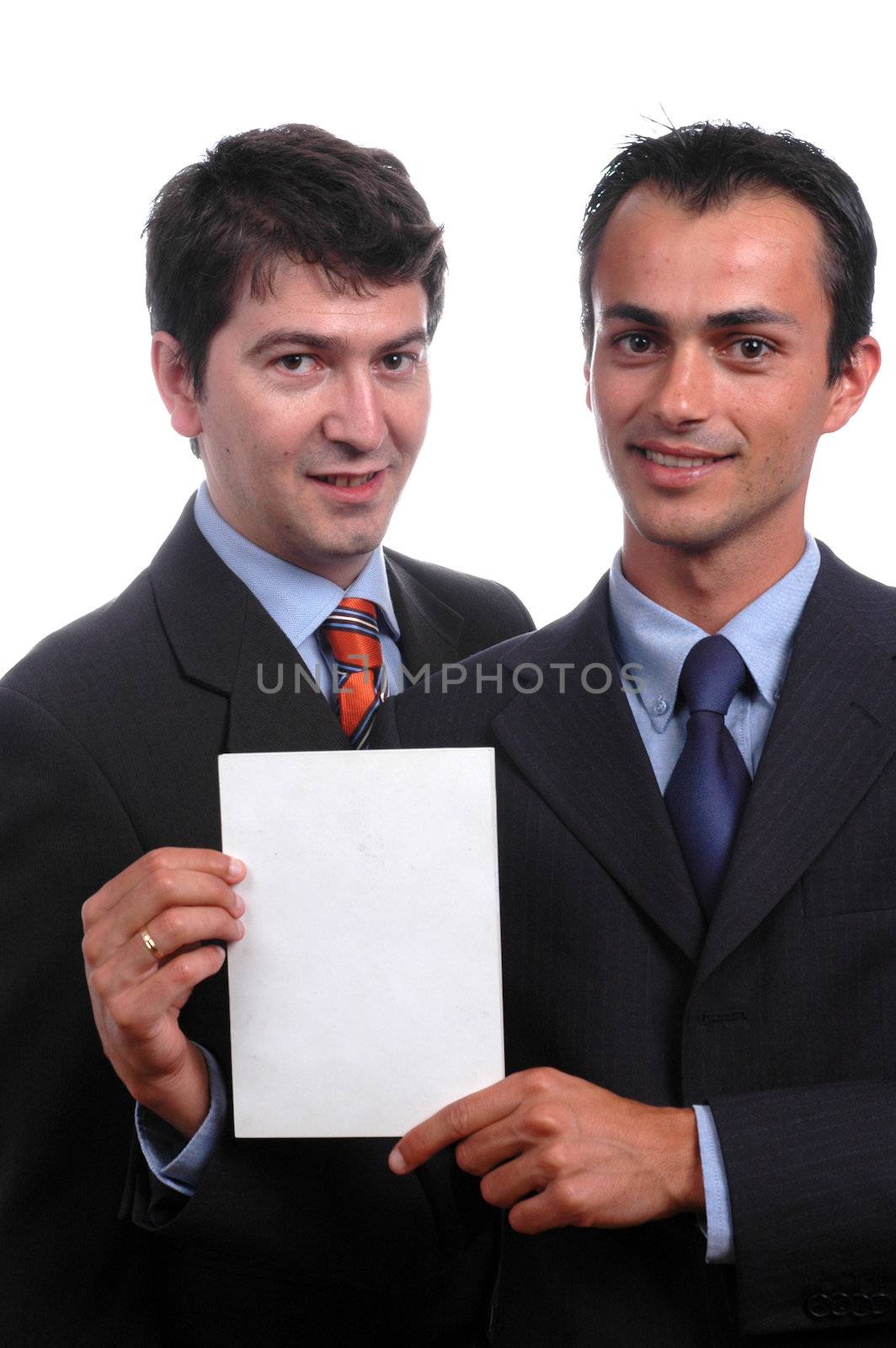 young man holding blank board for your messages
