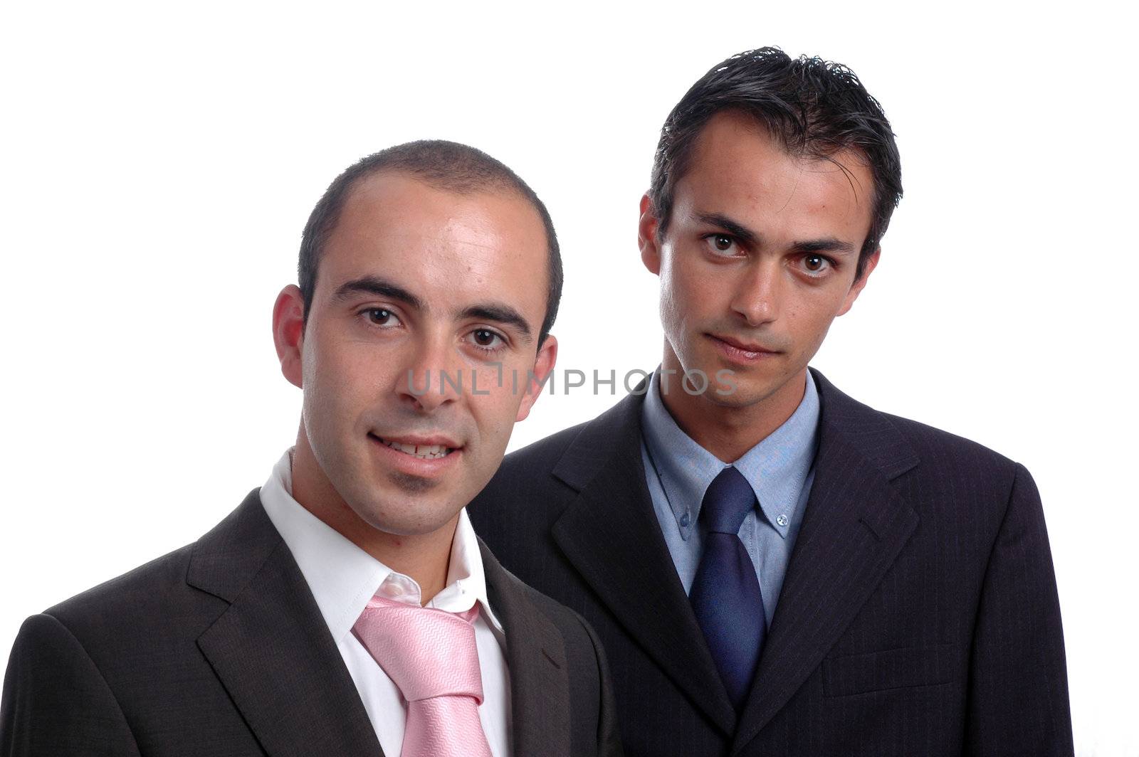 two businessman portrait over white background by raalves