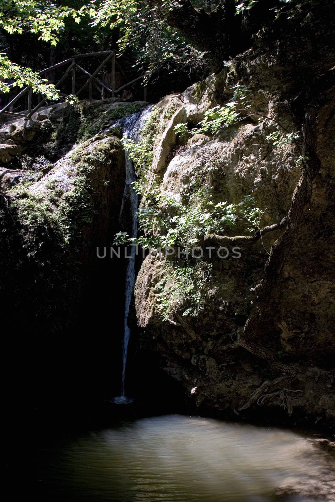 a waterfall in near of the "valley of butterfly" at rhodes