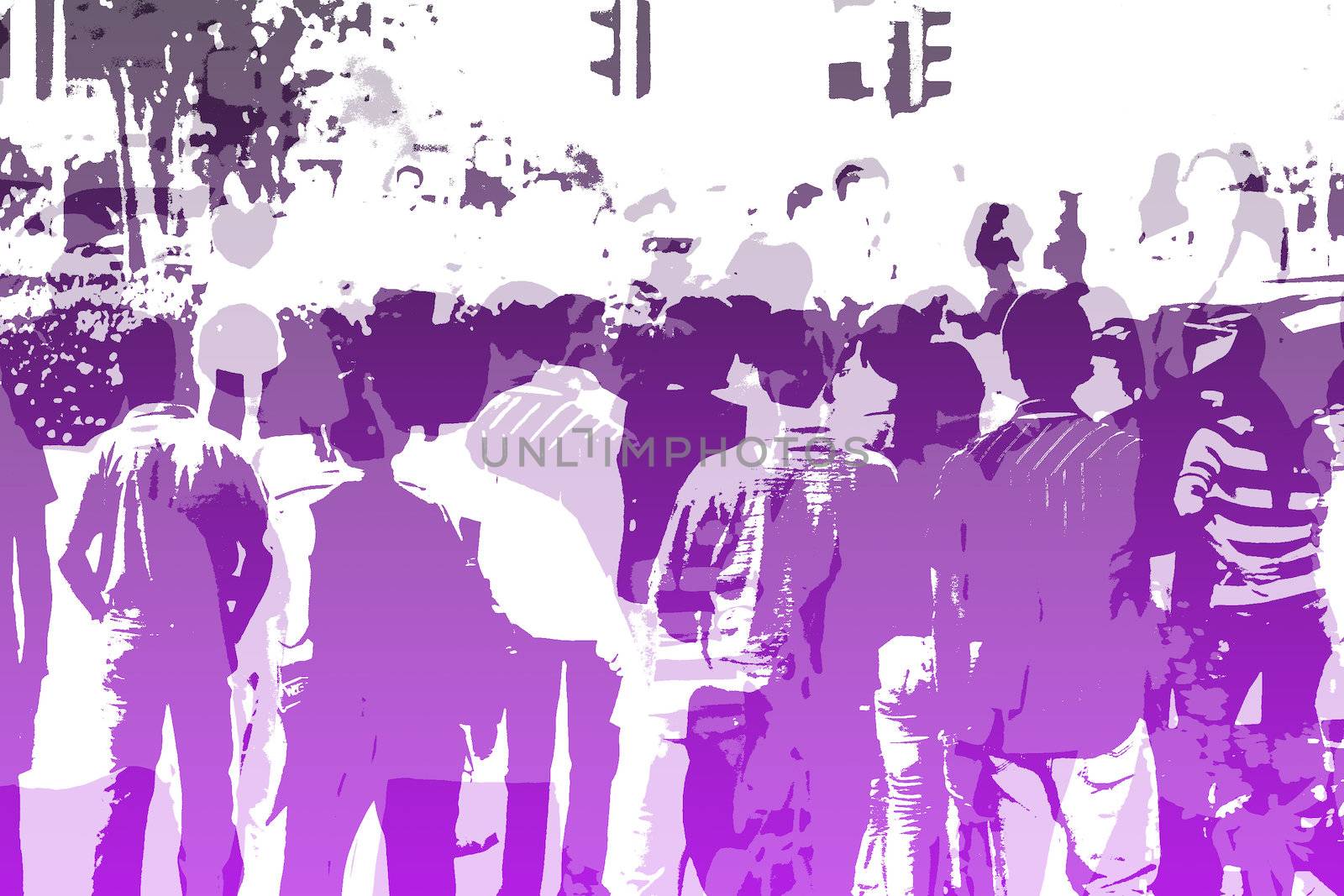 Crowd Abstract Background in Colors and White