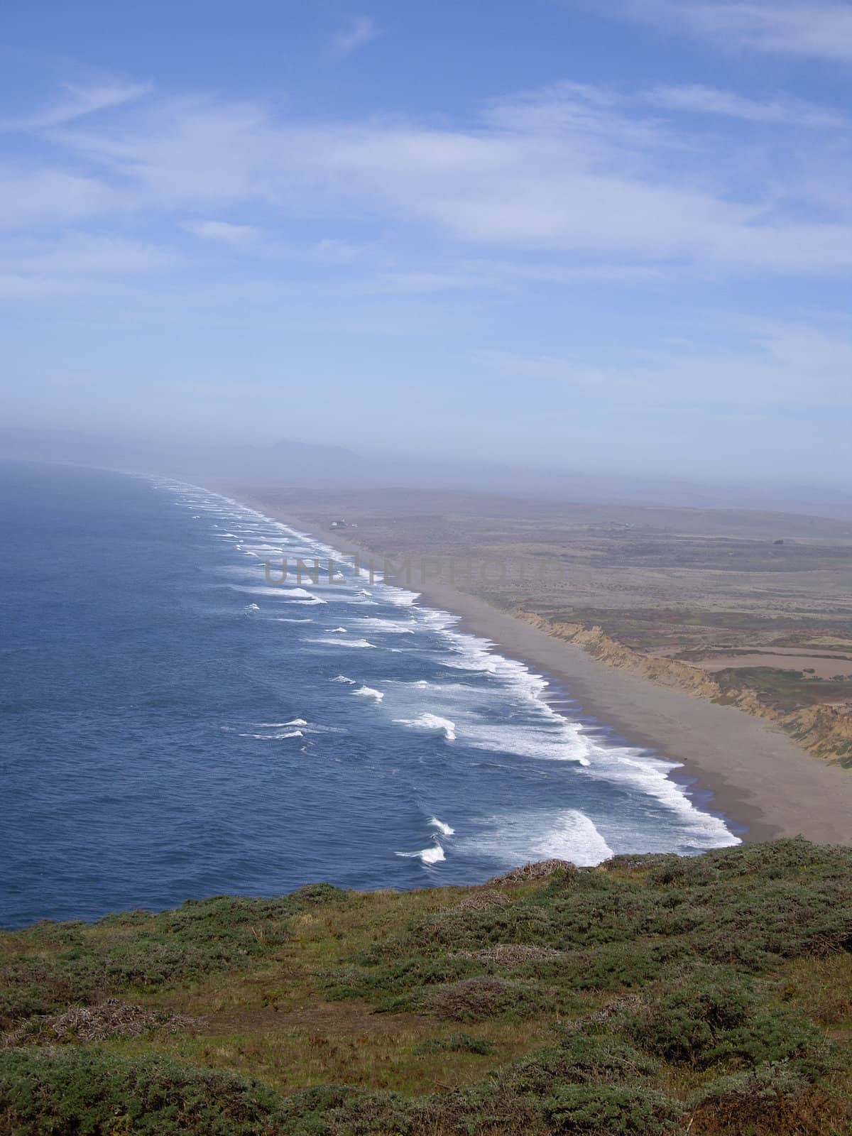 Beautiful, wild beach with surf Big Sur California coast