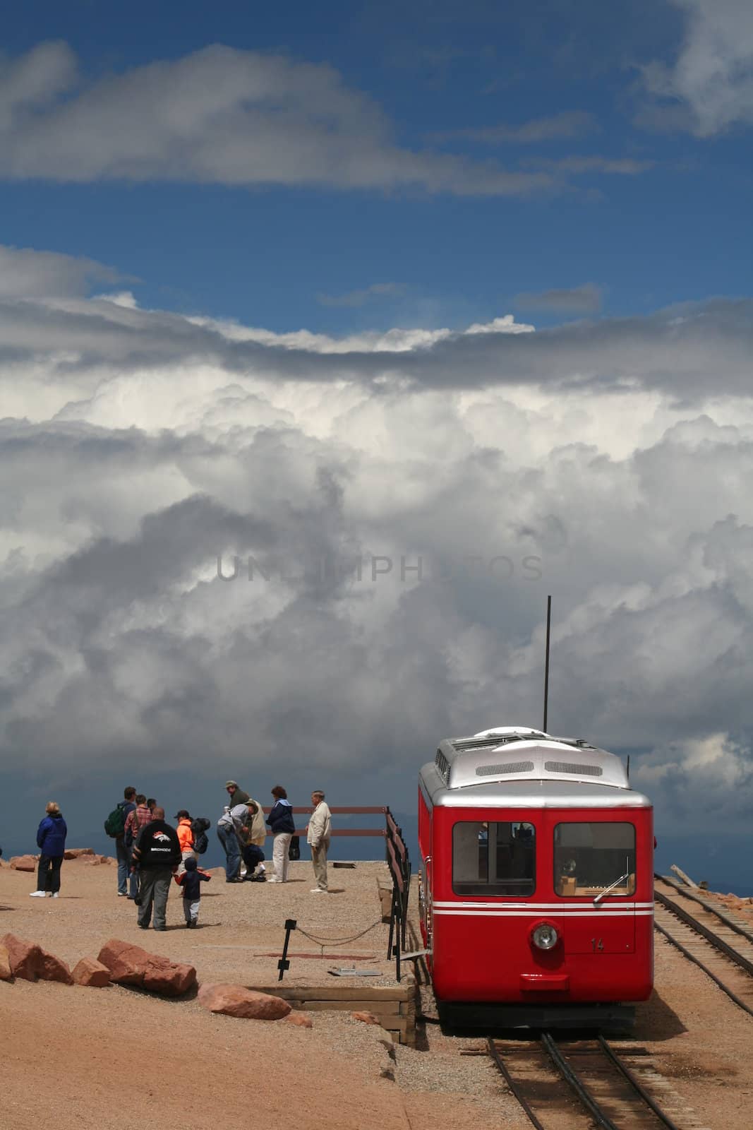 The cog railway taking visitors above the clouds on Pikes Peak.