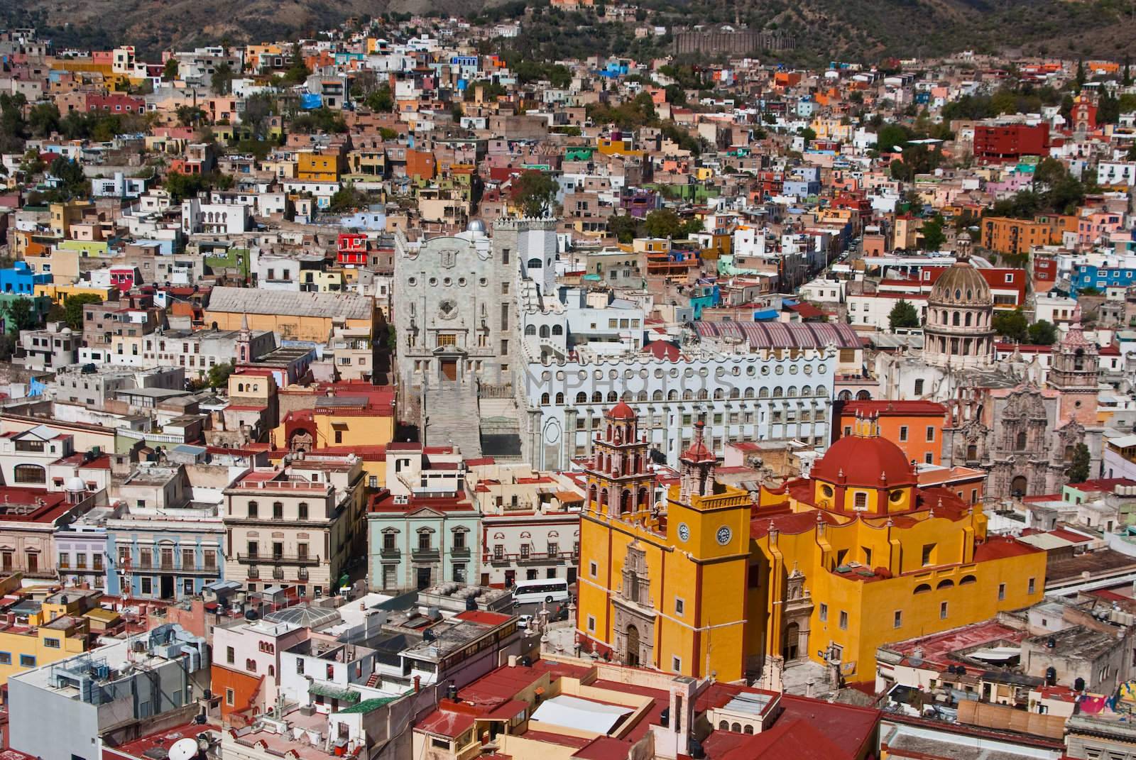 Colonial architecture on grand scale in Guanajato Mexico