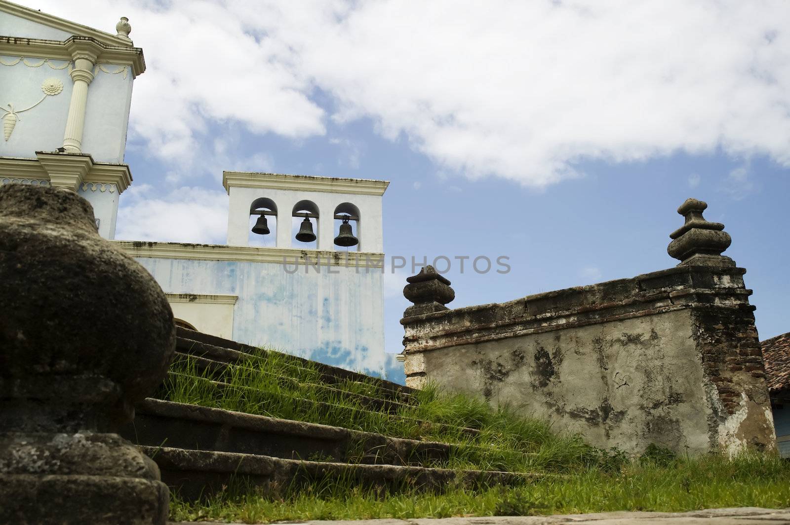 Stone steps to El Convento Cathedral in Granada Nicaragua