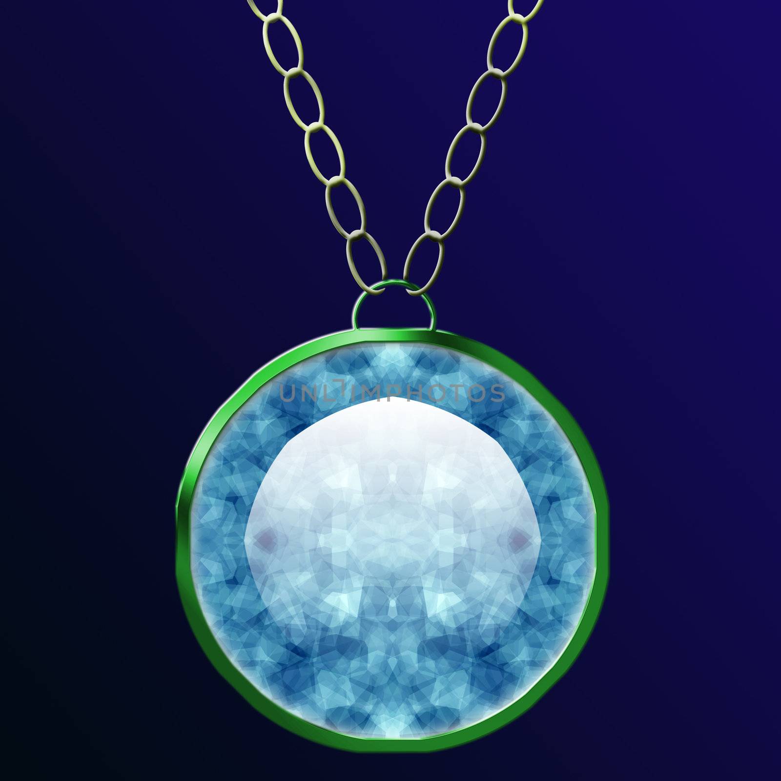 An illustration of a huge diamond necklace, with a tint of blue inside