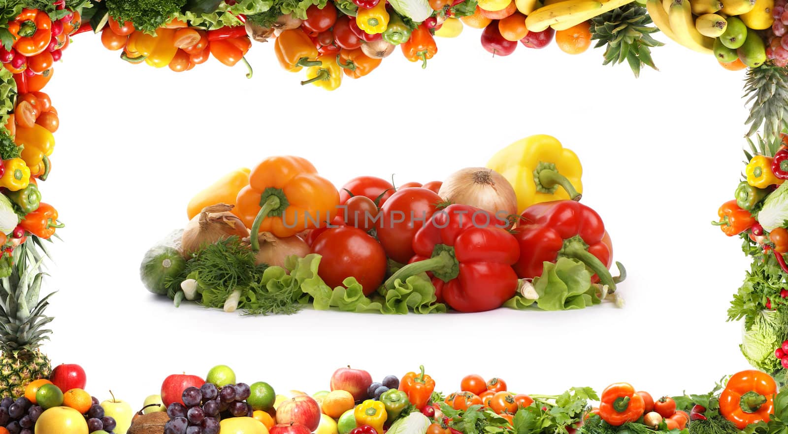 Different fresh tasty vegetables isolated fractal