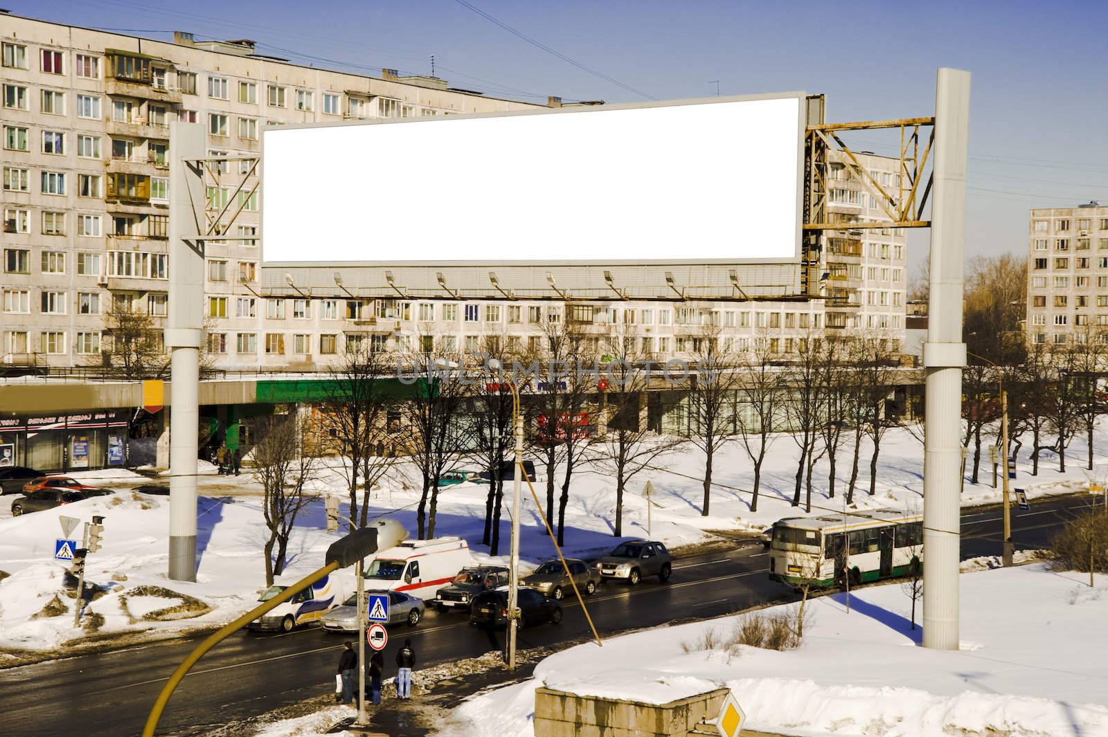 The street empty bilboard taken in winter time in St.Petersburg Russia