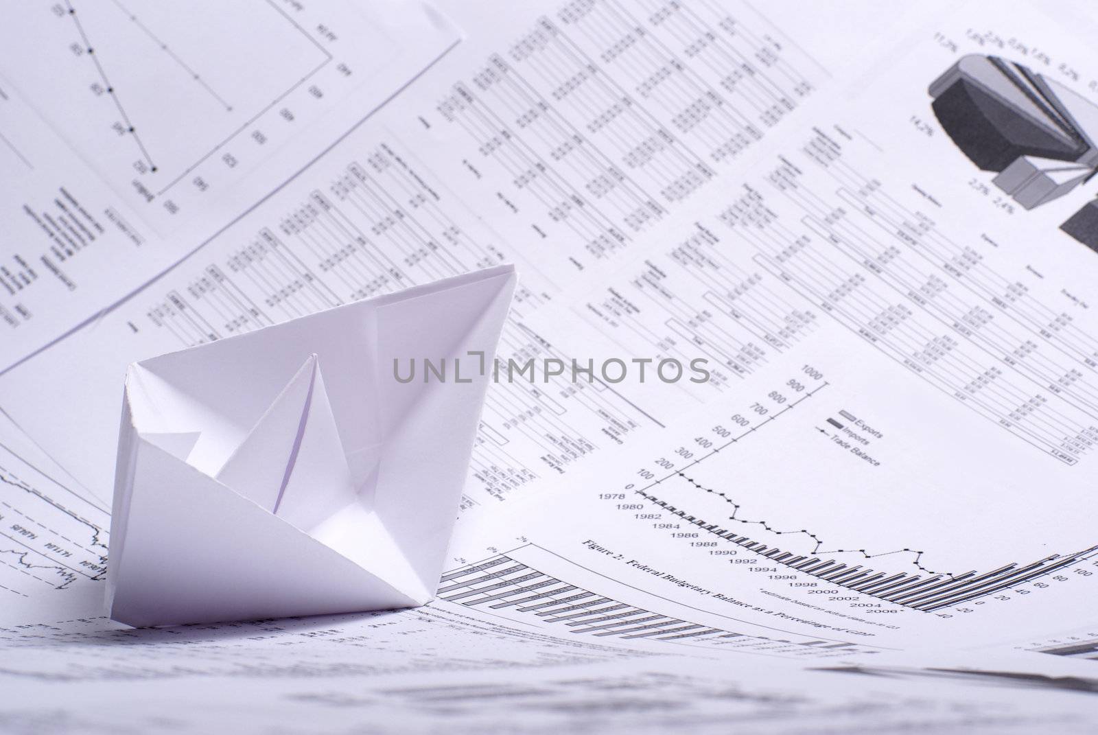 Business concept of paper boat and documents      