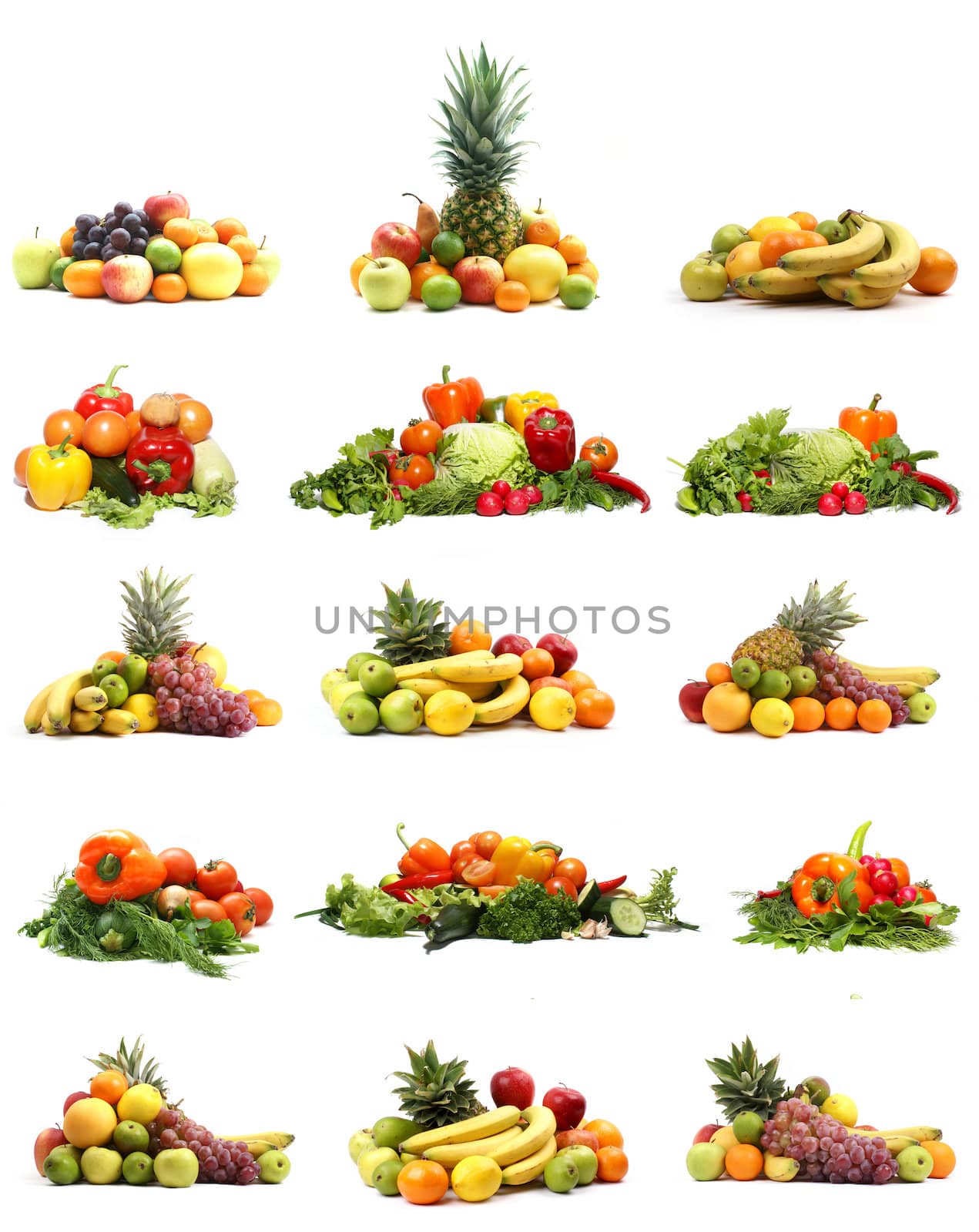 Vegetables isolated on white          