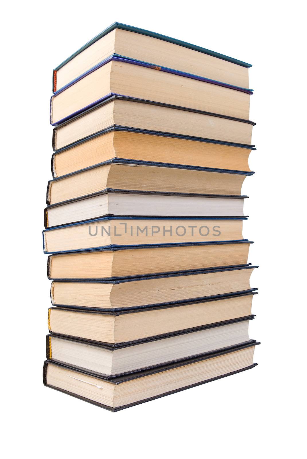 Stack of books isolated on the white.clipping Path 
