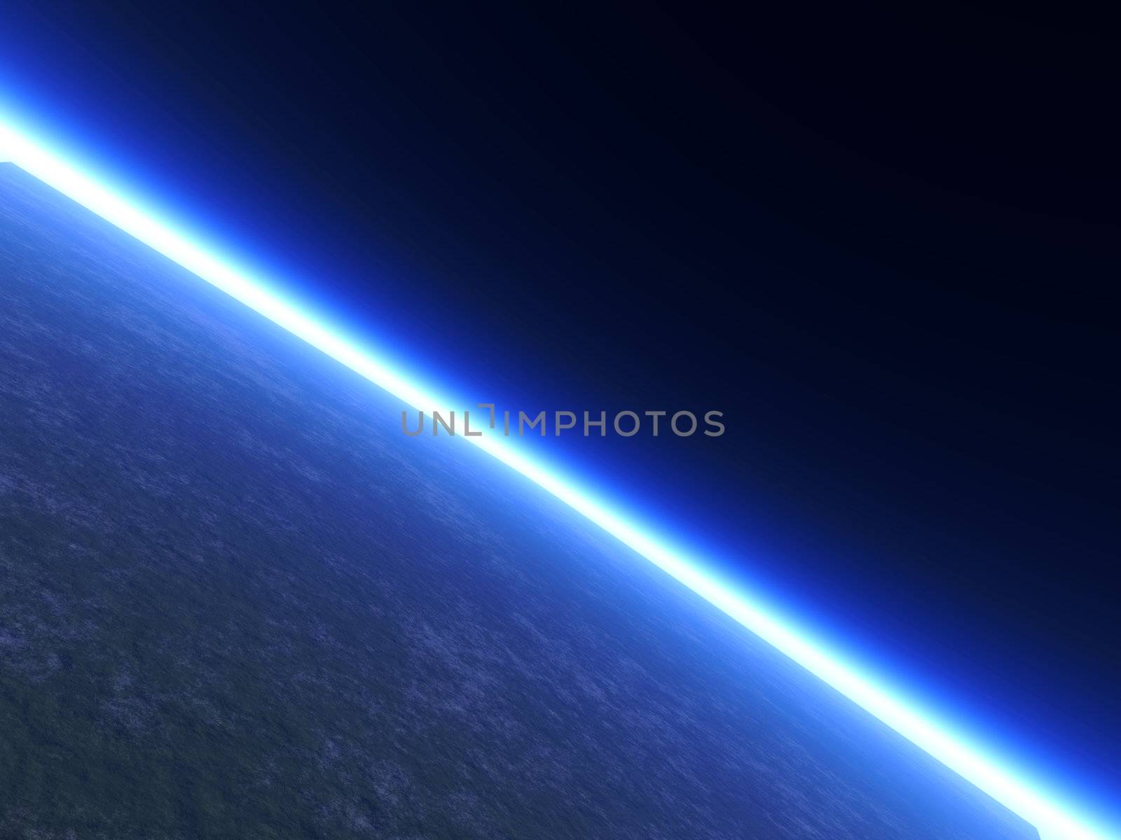 A Planets Horizon line viewed from space. 3D rendered Illustration.